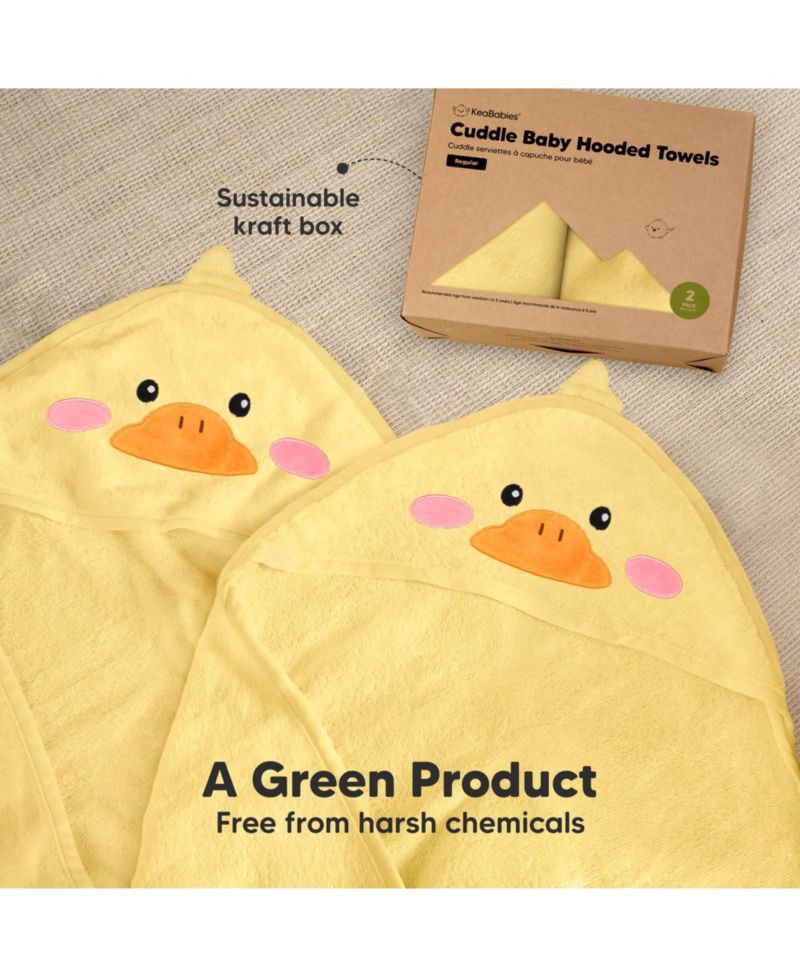 Cuddle Baby Hooded Towel, 2-Pack Baby Bath Towel for Newborn, Large Hooded Baby Towels with Hood, Soft Absorbent