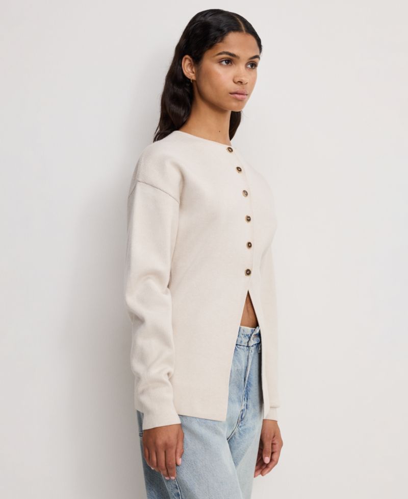 Women's Crewneck Long-Sleeve Cardigan Sweater
