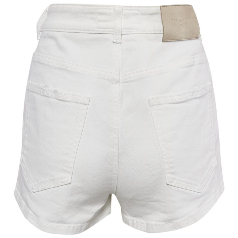 Women's White Denim Distress Pocket Detail Shorts