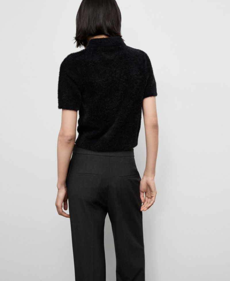 Women's Faux Fur Polo-Neck Sweater