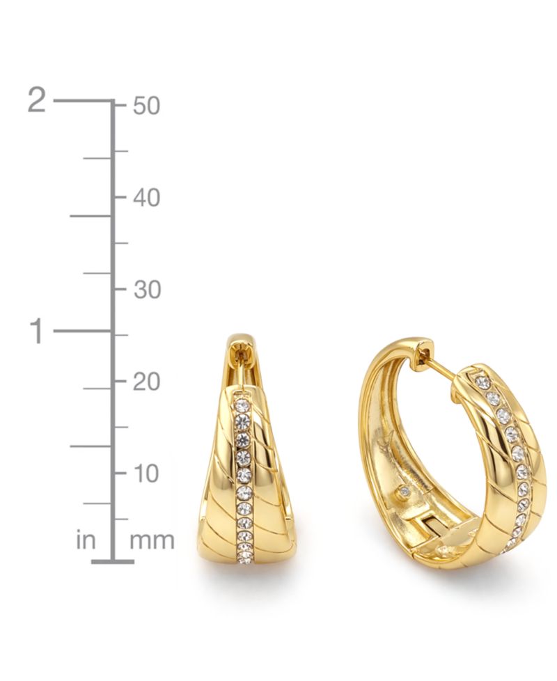 Crystal Center Graduated Hinged Hoop Earrings