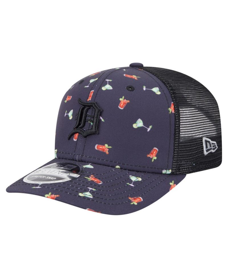 Men's Black Detroit Tigers Adventure Drinks Pattern 9SEVENTY Stretch-Snap Hat