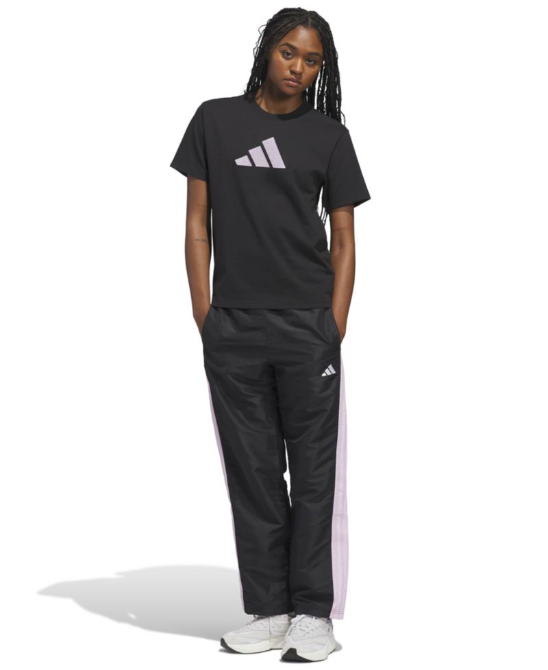 Women's Gingham Big Logo Graphic Crewneck Cotton T-Shirt