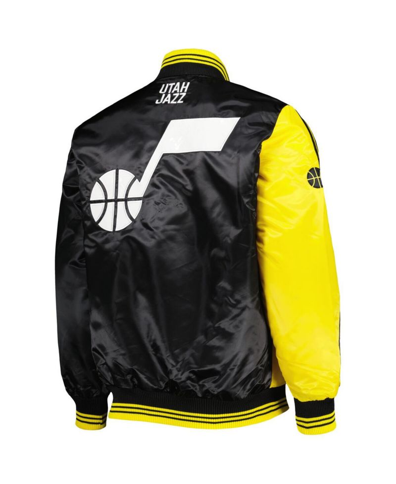 Men's Gold, Black Utah Jazz Fast Break Satin Full-Snap Jacket