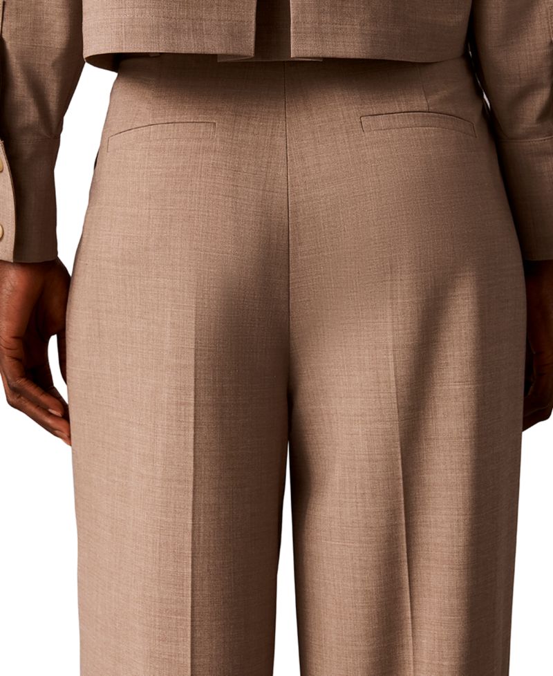 Women's High-Rise Wide-Leg Pleated Pants