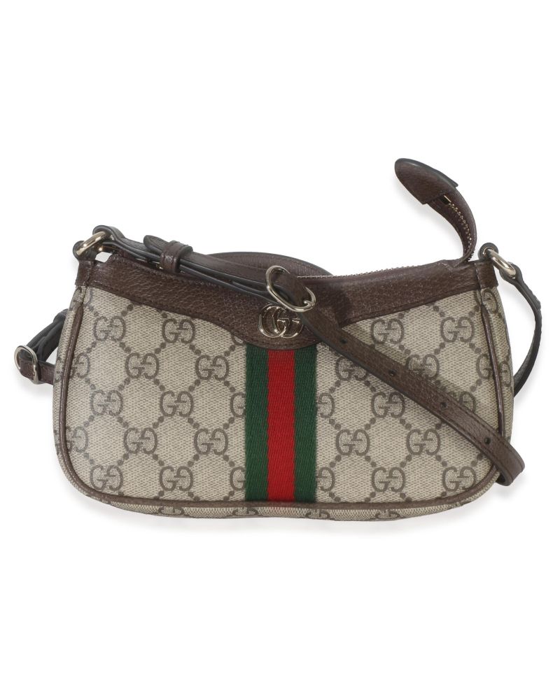 Beige Ebony GG Supreme Monogram Canvas Mini Ophidia Shoulder Bag