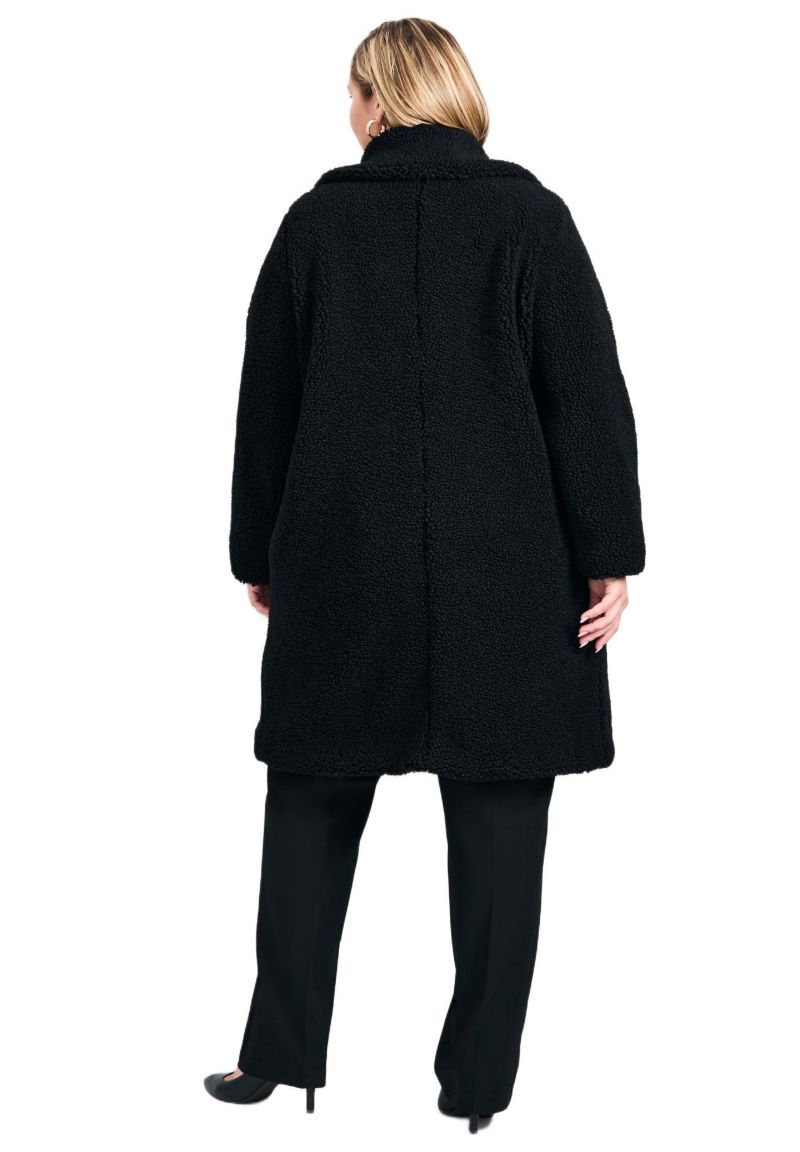 Women's Plus Size Teddy Longline Coat