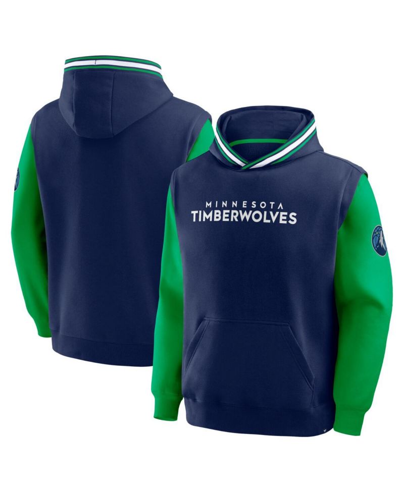 Men's Navy/Green Minnesota Timberwolves Half Court Shot Clock Fastbreak Hoodie
