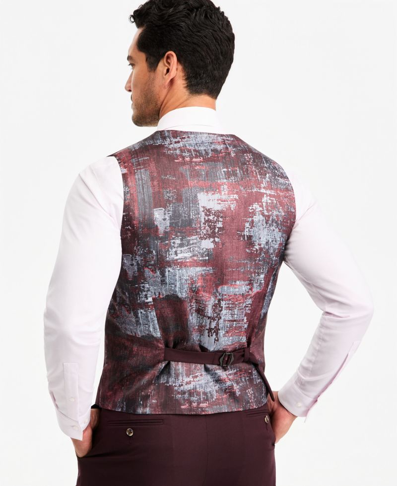 Men's Classic-Fit Burgundy Suit Separate Vest