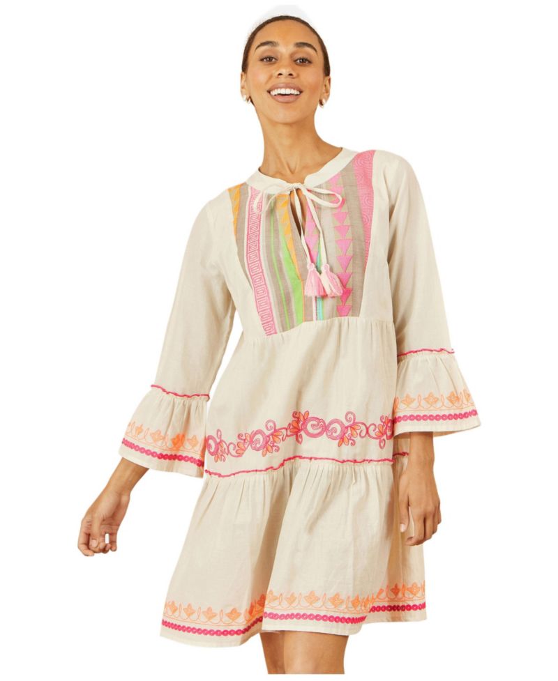 Women's Embroidered Cotton Tunic Dress