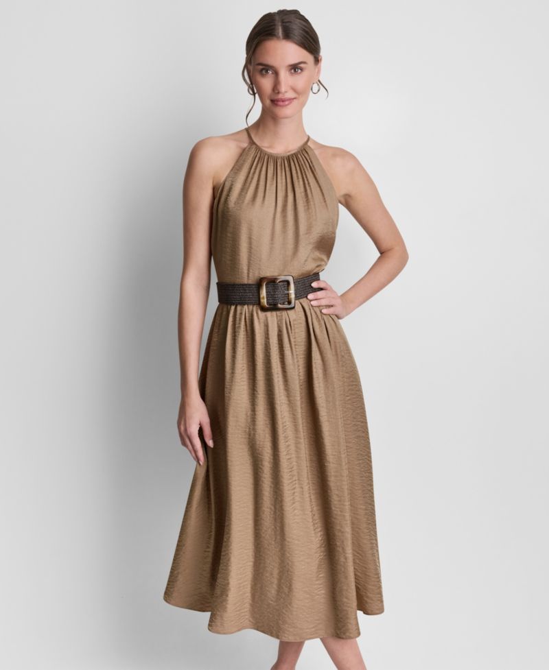 Women's Sleeveless Halter Midi Dress