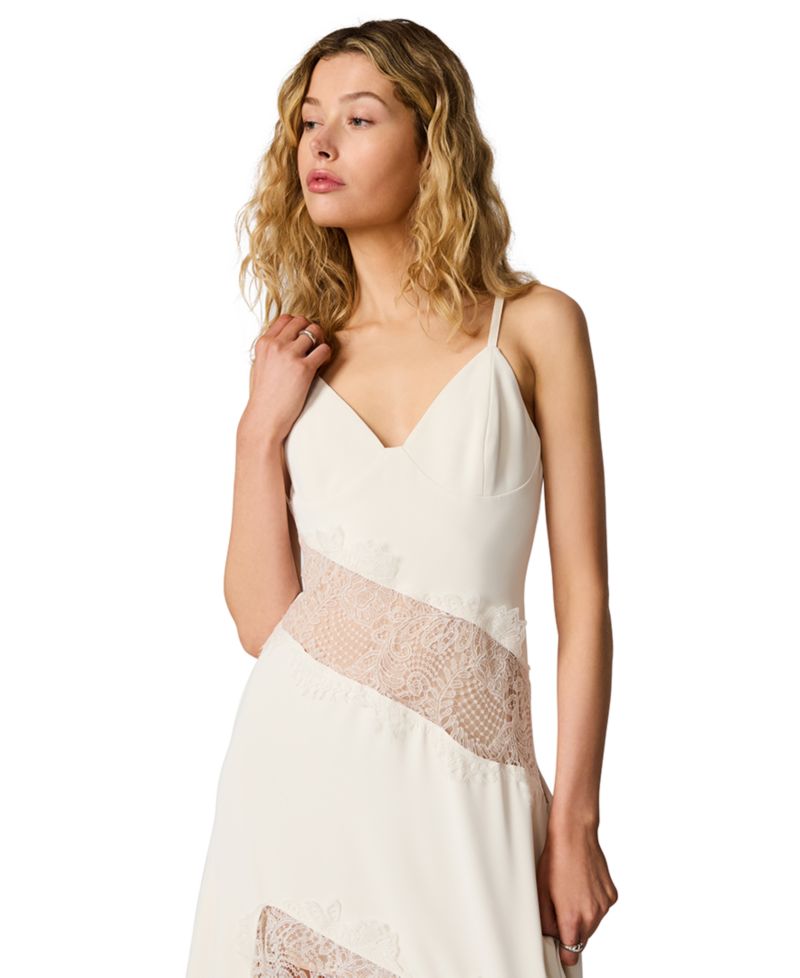 V-Neck Lace Asymmetric Wes Dress