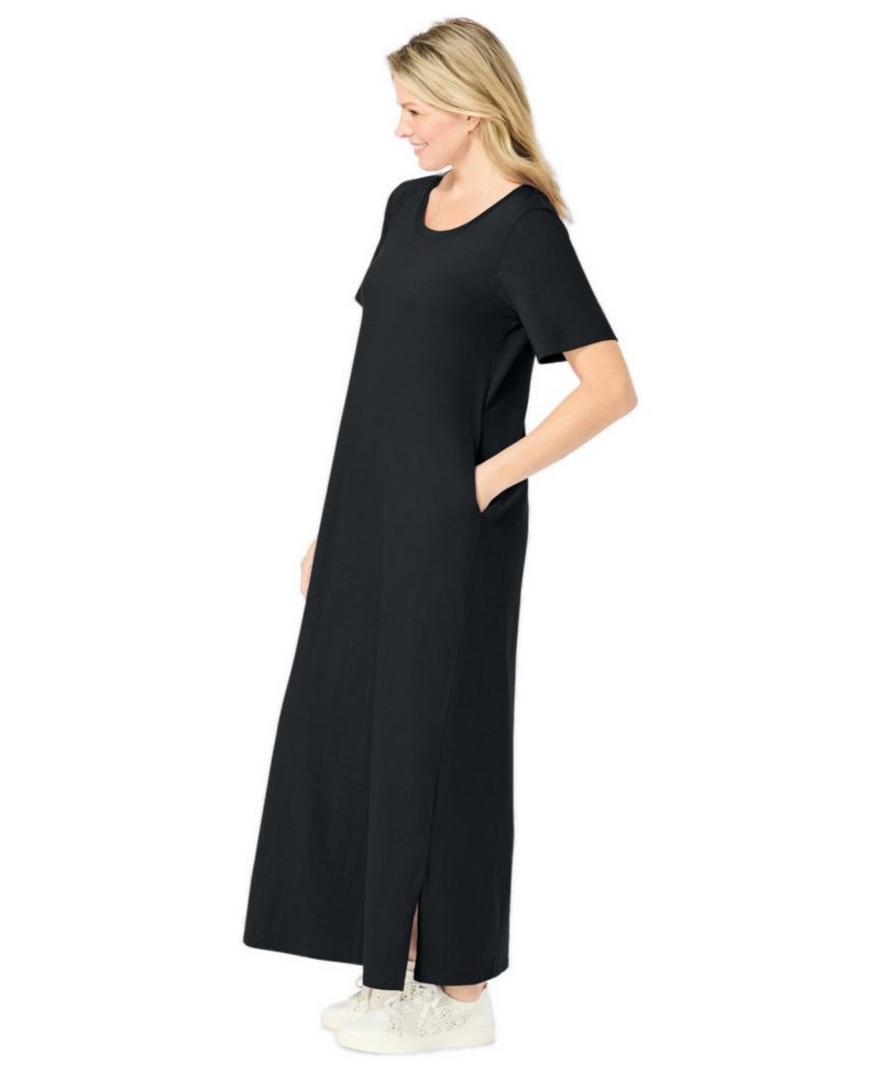 Plus Size Perfect Short-Sleeve Scoopneck Maxi Tee Dress