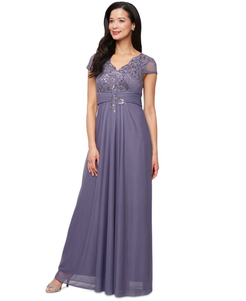 Women's Embellished Short-Sleeve Gown