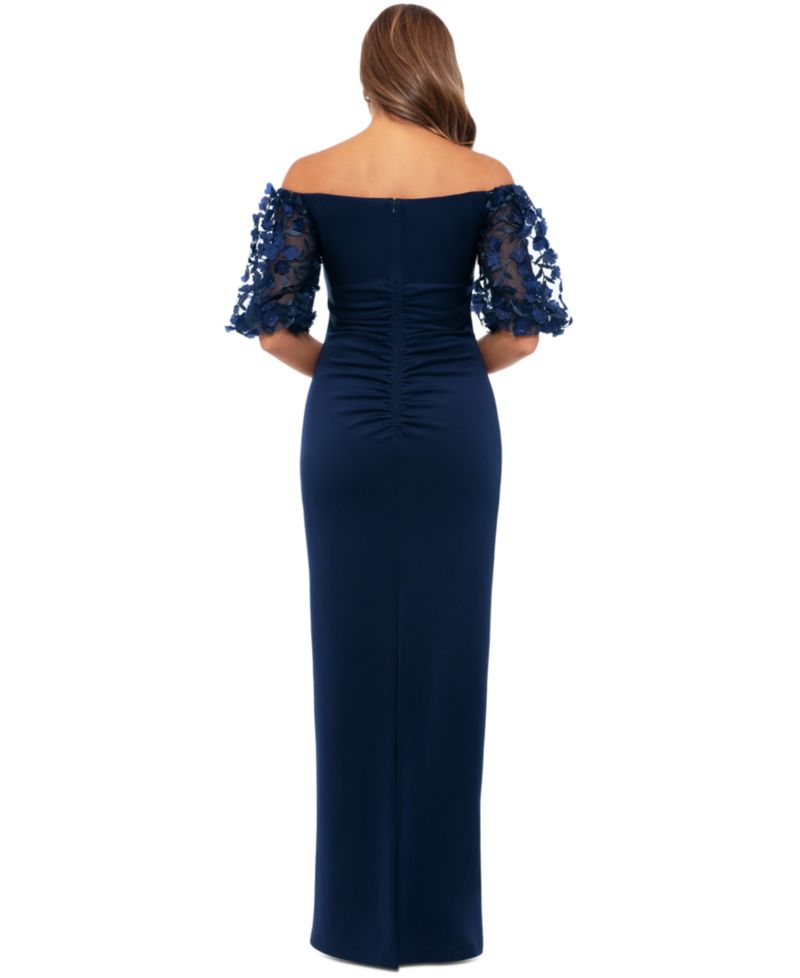 Women's Off-The-Shoulder Pleated-Waist Gown
