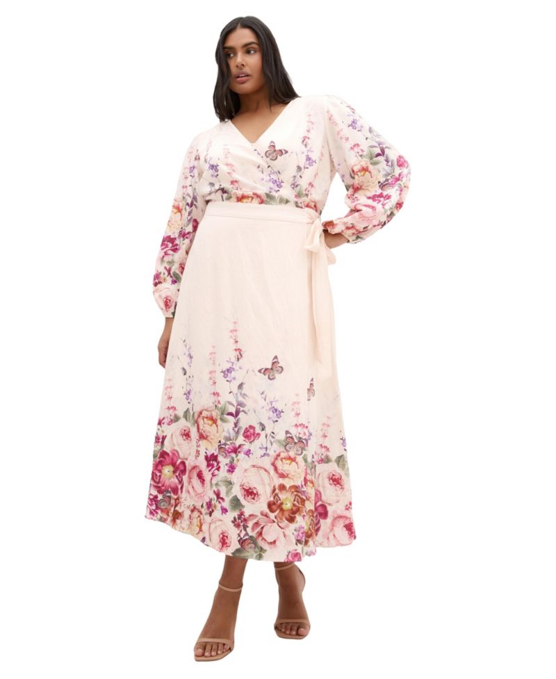 Women's Plus Size Anastasia Garden Print Wrap Maxi Dress