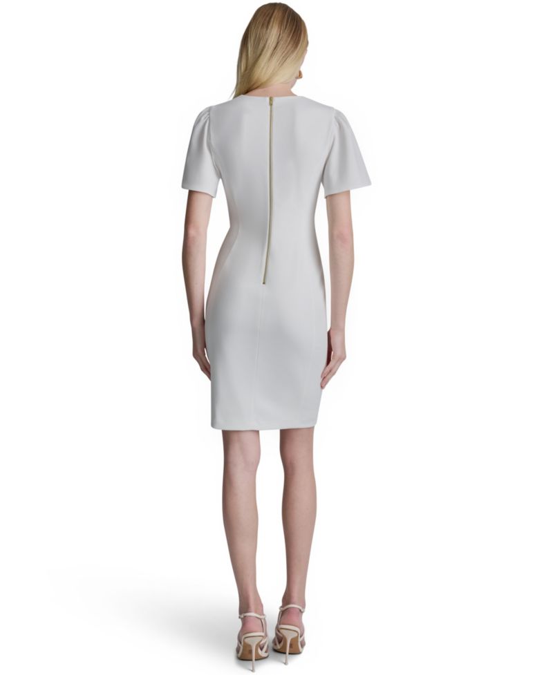 Women's Flutter Short-Sleeve Sheath Dress