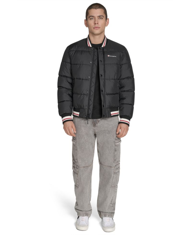 Men's Quilted Varsity Puffer Jacket