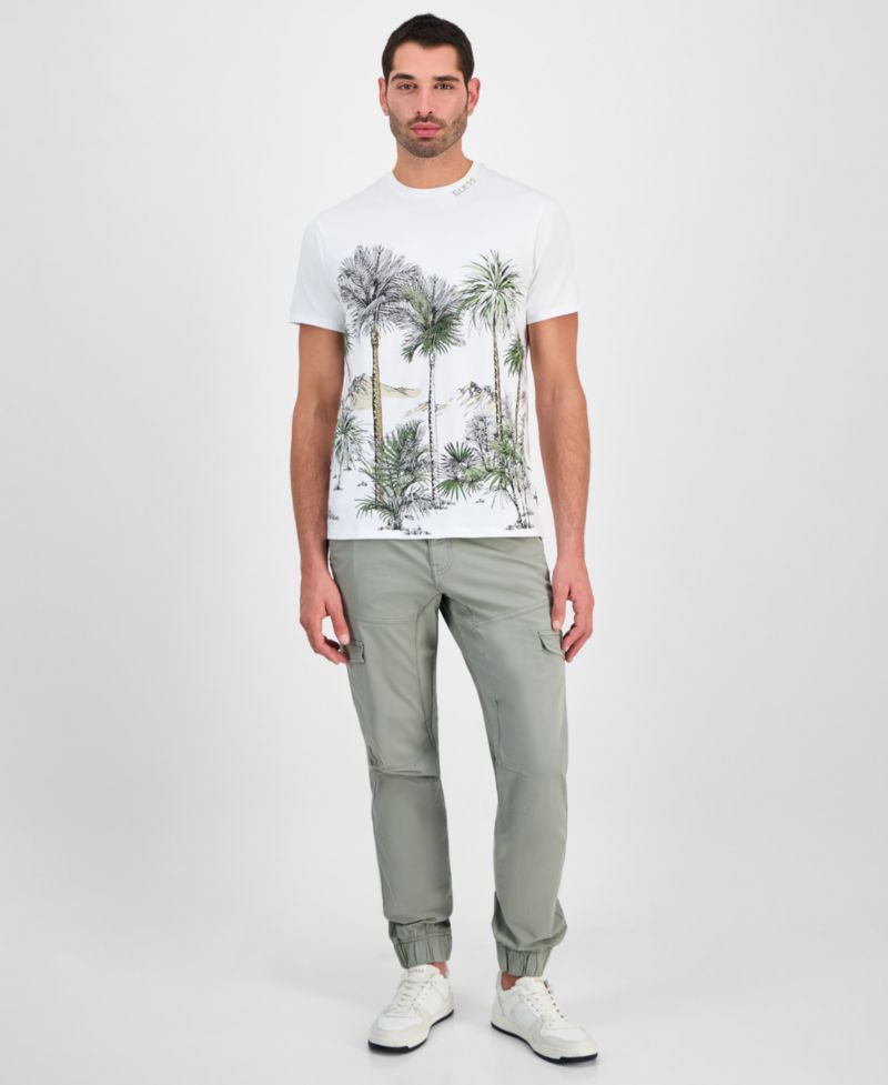 Men's Urban Palm Tree Short-Sleeve Crewneck Graphic T-Shirt