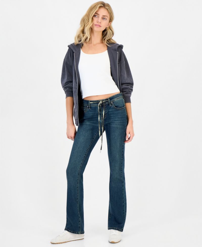 Juniors' Full-Zip Rhinestone-Embellished Fleece Hoodie