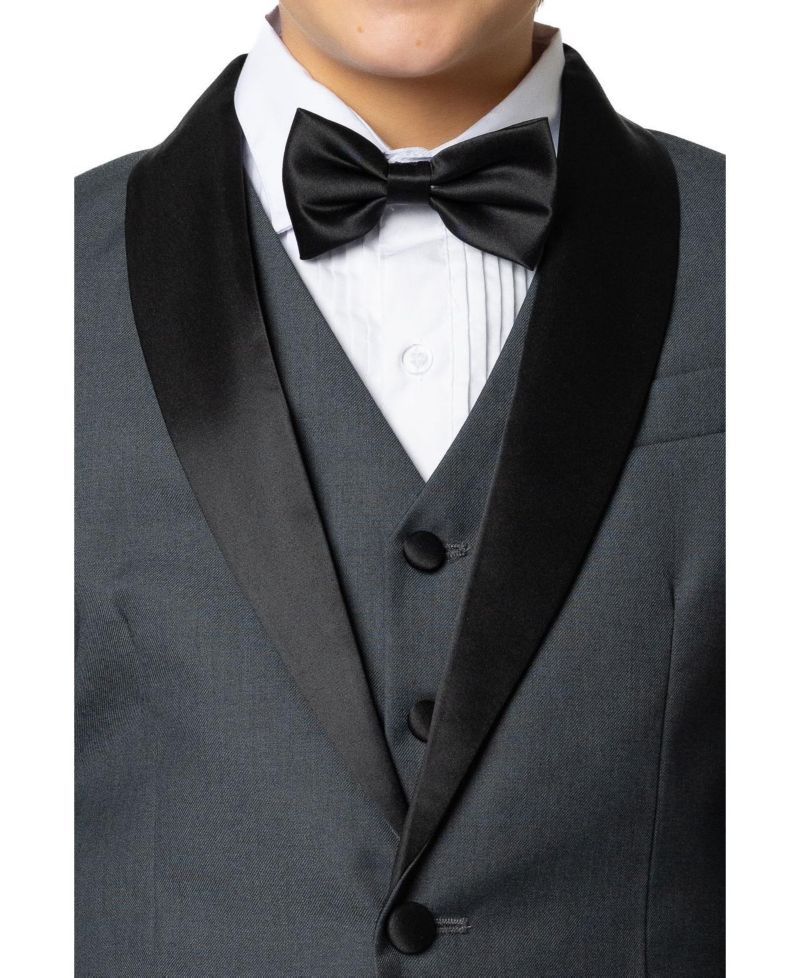 Big Boys Love and Angels Slim Fit 5-Piece Shirt, Bowtie, Jacket, Vest and Pants Tuxedo Set