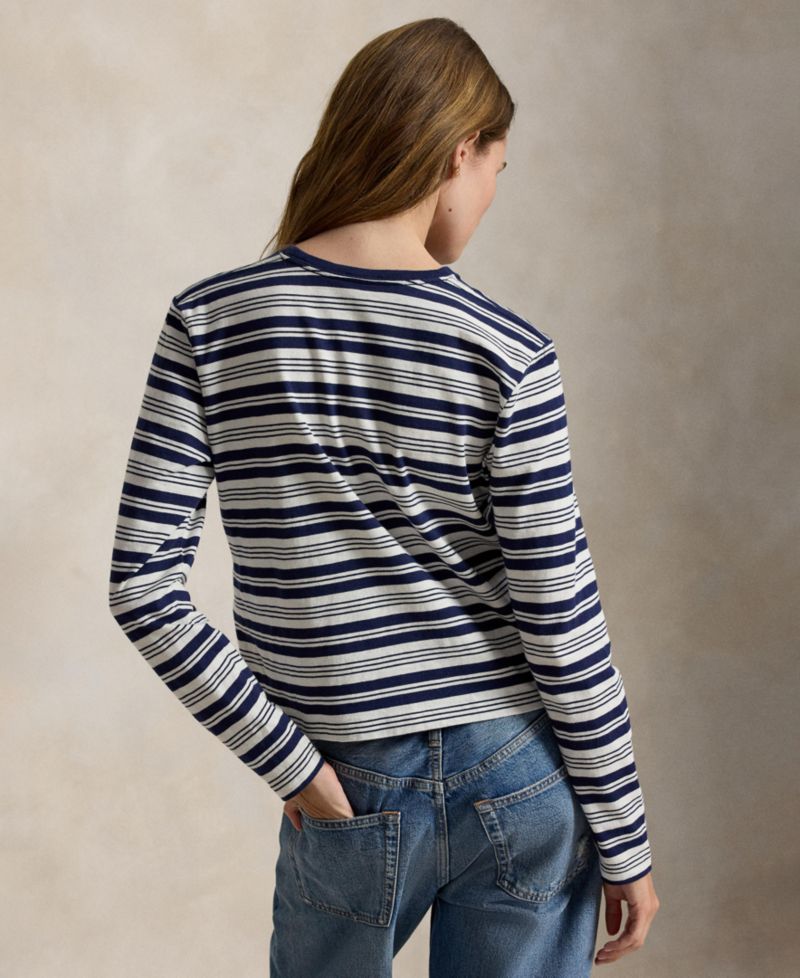Women's Striped Crewneck Long-Sleeve T-Shirt