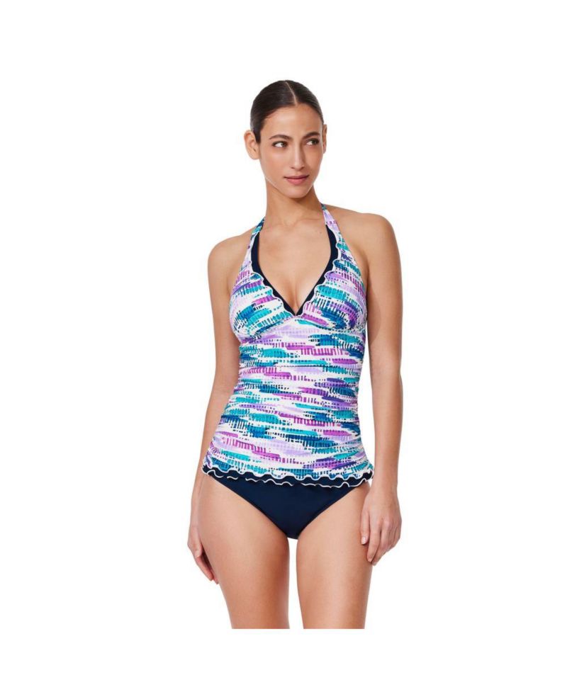 Women's Canva Tricolore Halter Tankini Top