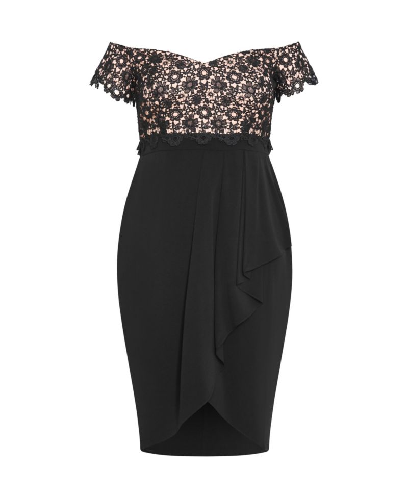Plus Size Lace Glamour Midi Dress