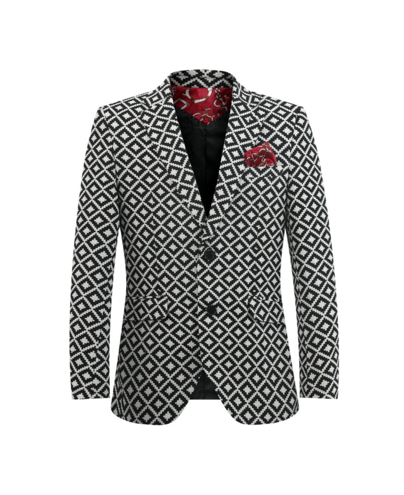 Boys Black Postage Stamp Brocade Jacket