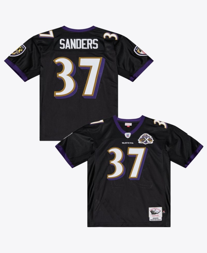 Men's Deion Sanders Black Baltimore Ravens 2005 Authentic Throwback Jersey
