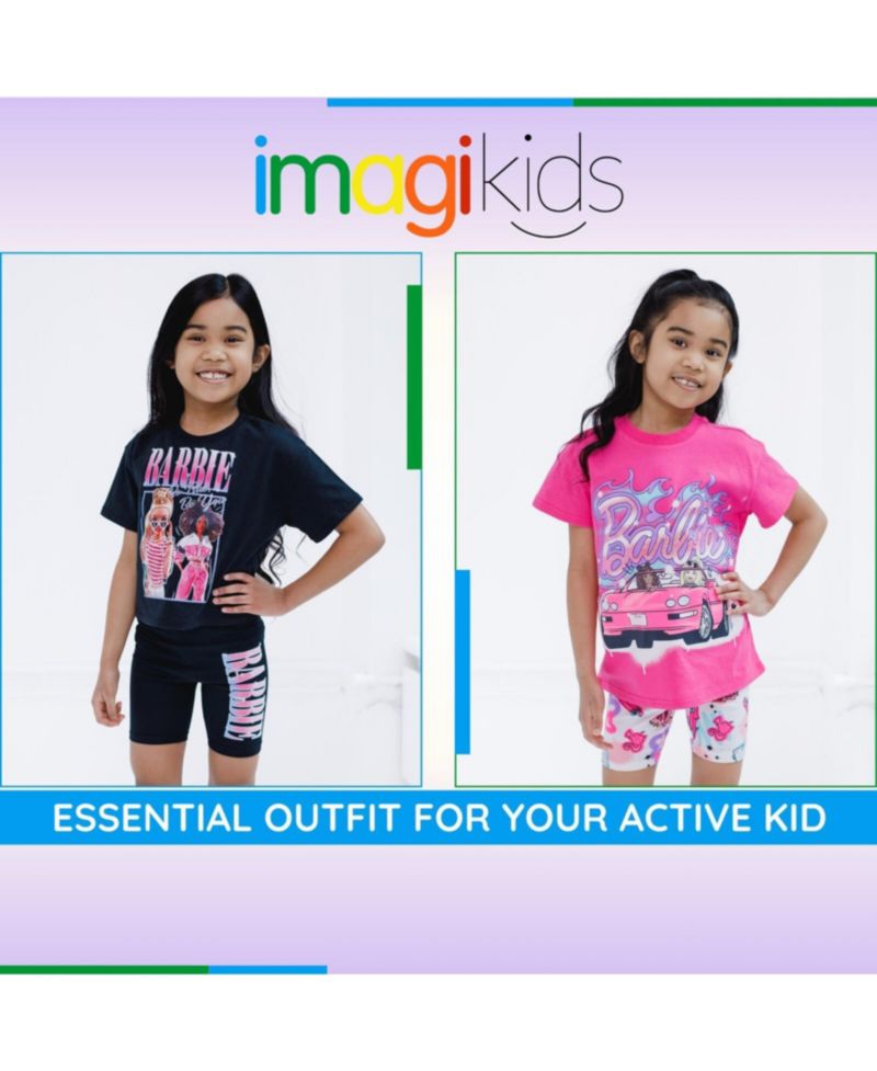 Girls Cropped Boxy T-Shirt and Bike Shorts Outfit Set