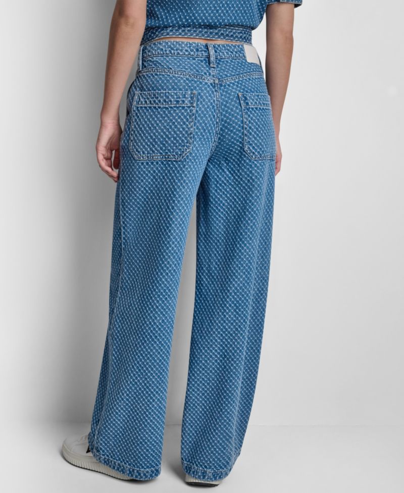 Women's Mid-Rise Wide-Leg Boucle Jeans