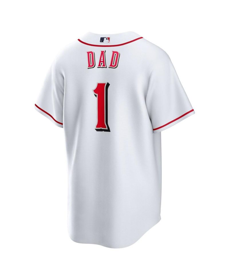 Men's White Cincinnati Reds 1 Dad Home Replica Jersey