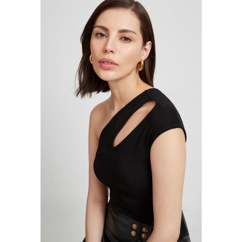 Women's Yara Sleeveless One-Shoulder Cutout Fitted Jersey Top