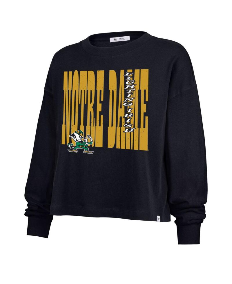 Women's Navy Notre Dame Fighting Irish Stacked Sydney Long Sleeve T-Shirt