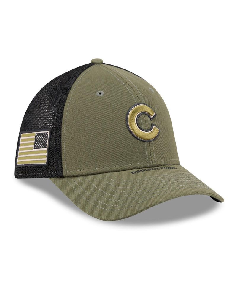 Men's Olive Chicago Cubs 2026 Armed Forces Day 39THIRTY M-Crown Flex Hat
