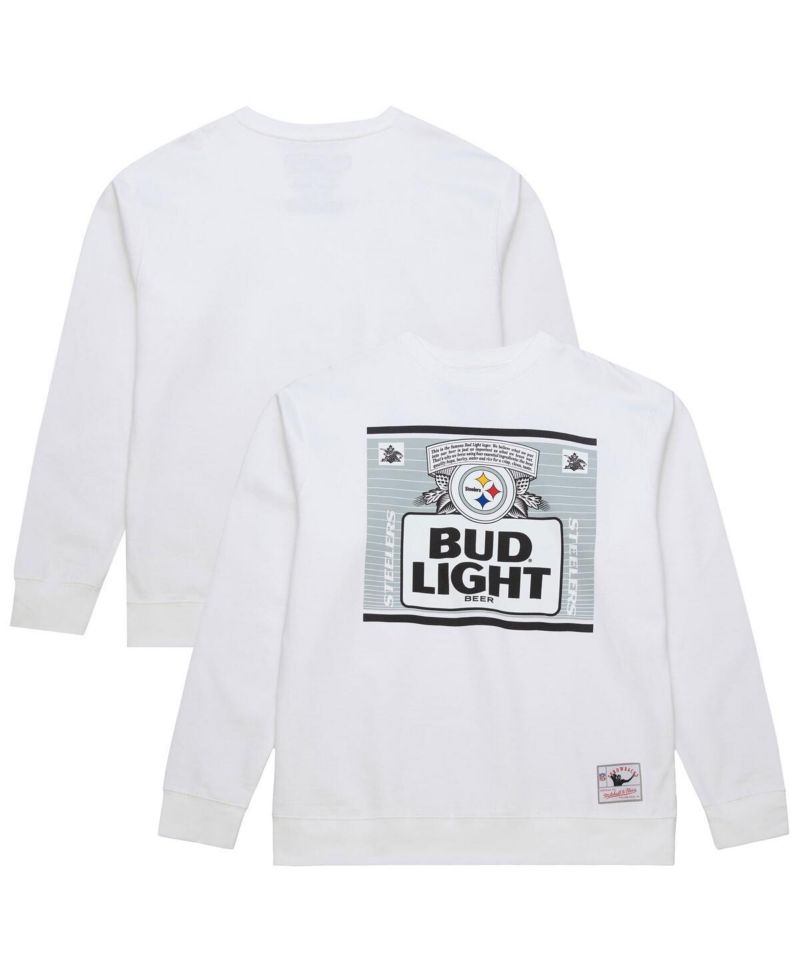 x Bud Light Men's White Pittsburgh Steelers The Crest Pullover Sweatshirt
