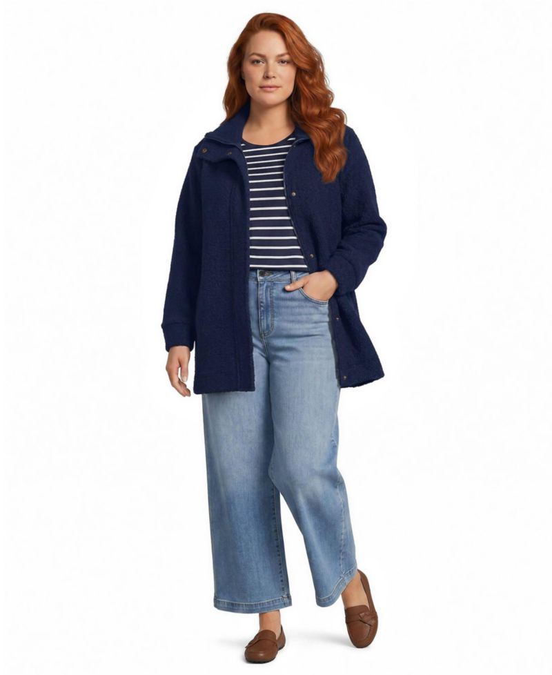 Plus Size Boucle Fleece Coat