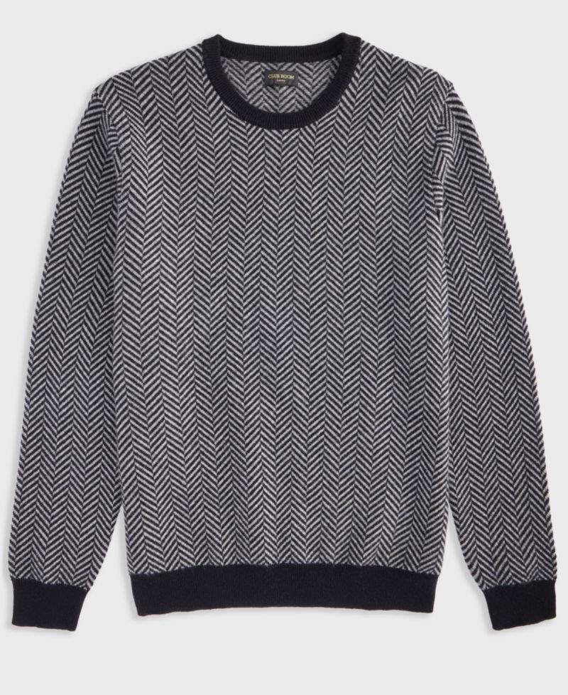 Men's Regular-Fit Herringbone 100% Cashmere Sweater