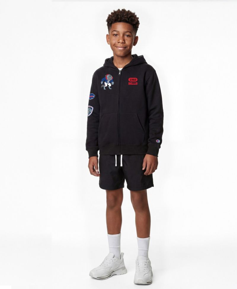 Big Boys and Girls Black Buffalo Bills Disney X Champion Full-Zip Hoodie
