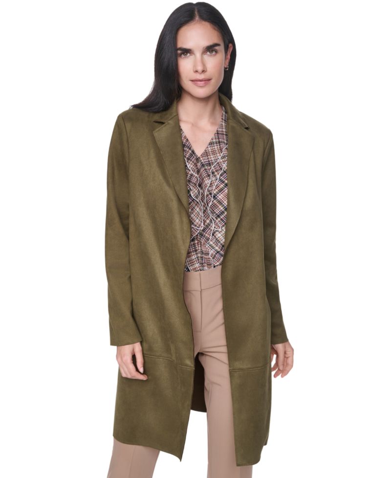 Women's Scuba Suede Topper Open-Front Faux Suede Jacket
