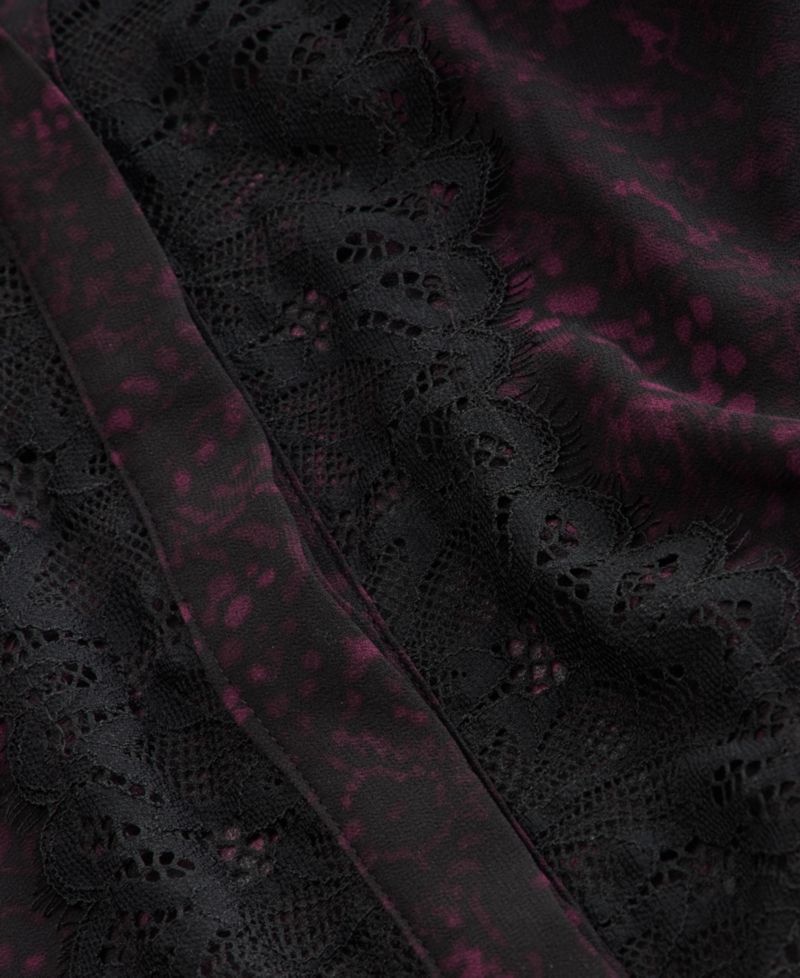 Women's Print Lace-Trim Button-Front Blouse