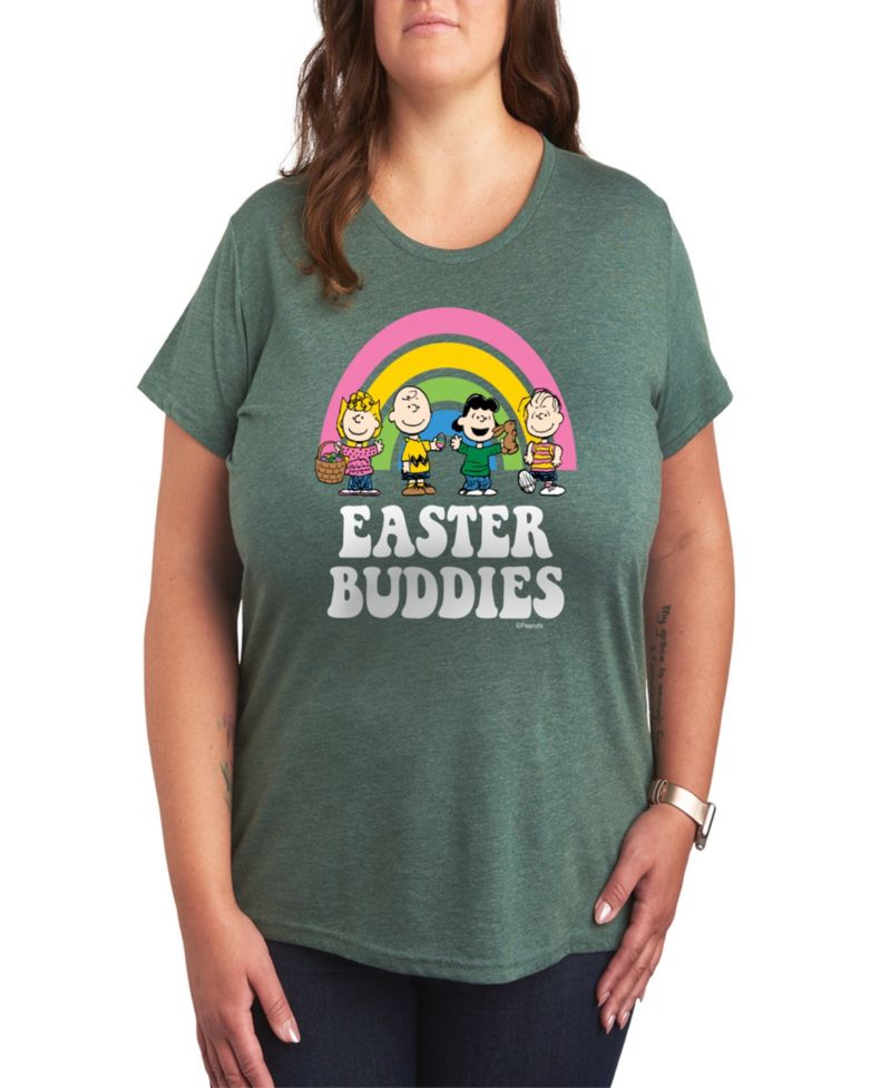 Plus Size Peanuts Easter Buddies Graphic Crew Neck T-Shirt