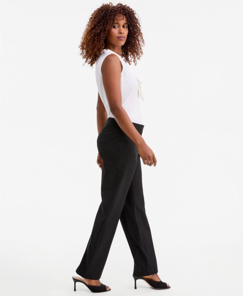 Women's Machine Washable Mid-Rise Straight Pants, Regular & Petite