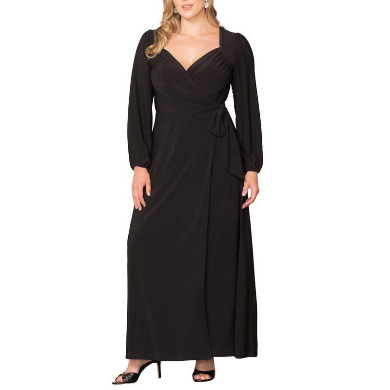 Women's Plus Size Modern Muse Long Sleeve Wrap Gown
