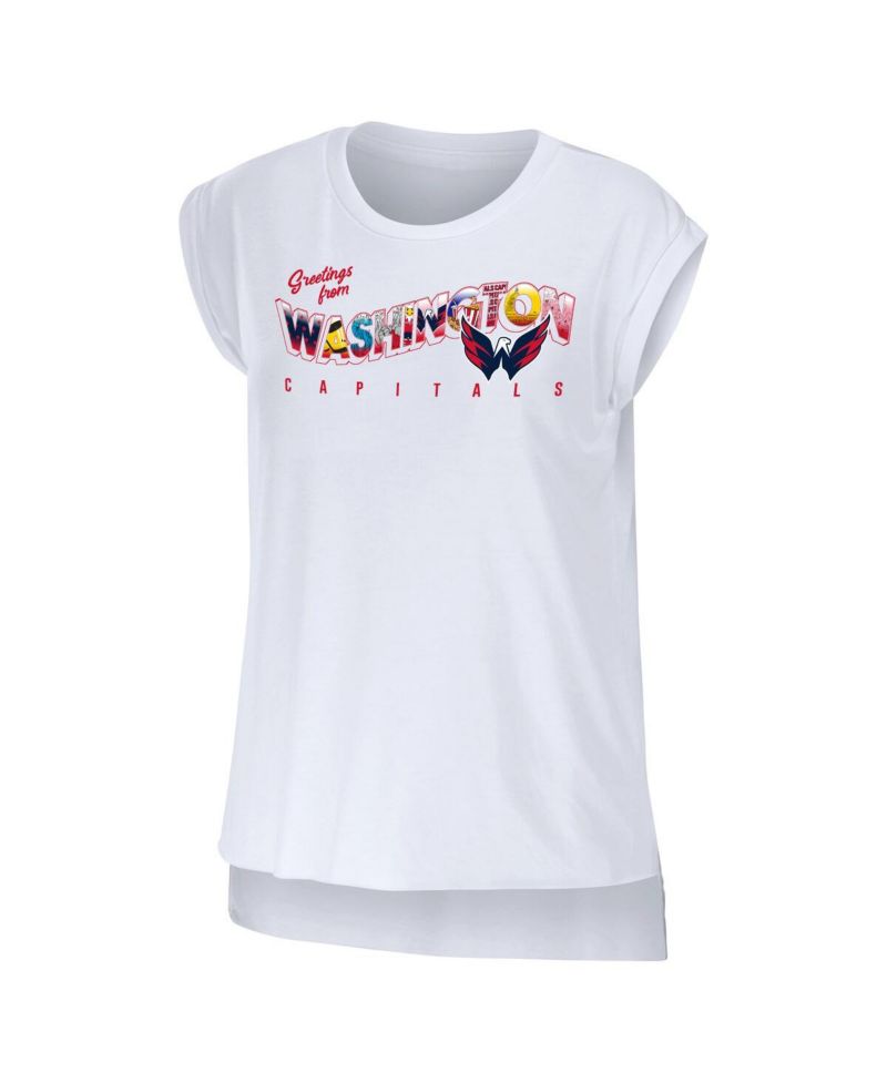 Women's White Washington Capitals Greetings From Muscle T-shirt