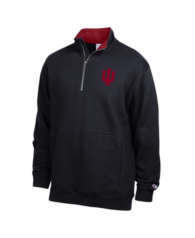 Men's Black Indiana Hoosiers Fleece Quarter-Zip Pullover
