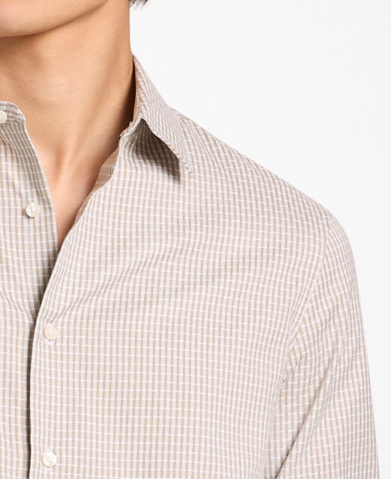 Men's Check-Print Long-Sleeve Cotton Shirt