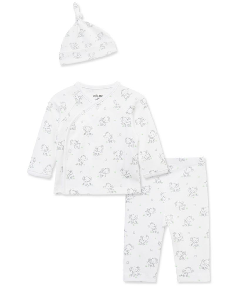 Baby Girls' or Baby Boys' Button-Up Cardigan, Pants and Matching Hat, 3-Piece Set
