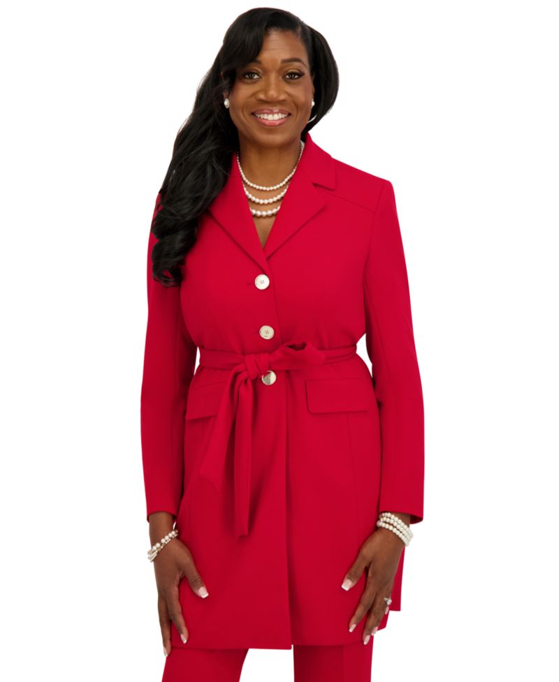 Women's Three Button Patch Pocket Trench Coat